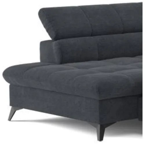 Canapea colțar extensibilă în L MARANO, dreapta, neagră