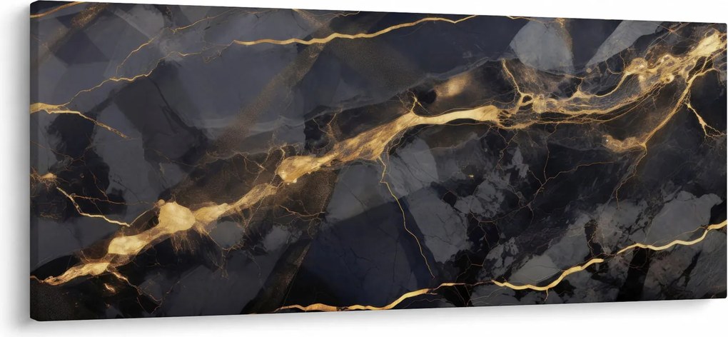 Tablou - Negru - decor auriu (120x50 cm)
