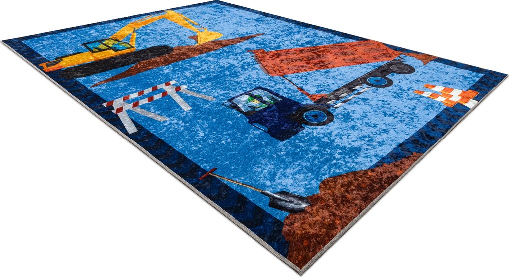 JUNIOR 51827.803 covor lavabil Camion, excavator pentru copii anti-alunecare - albastru - SECUNDAR-COTATI PRODUSUL