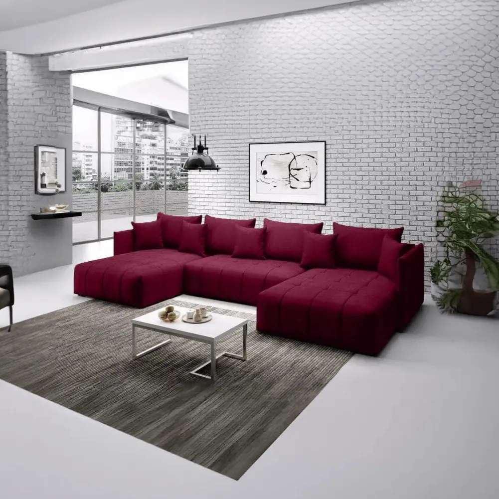 Colțar extensibil dumonde cu ladă de depozitare si sezut confortabil din spuma high-density, Malta U Enjoy Winery 340x185 cm