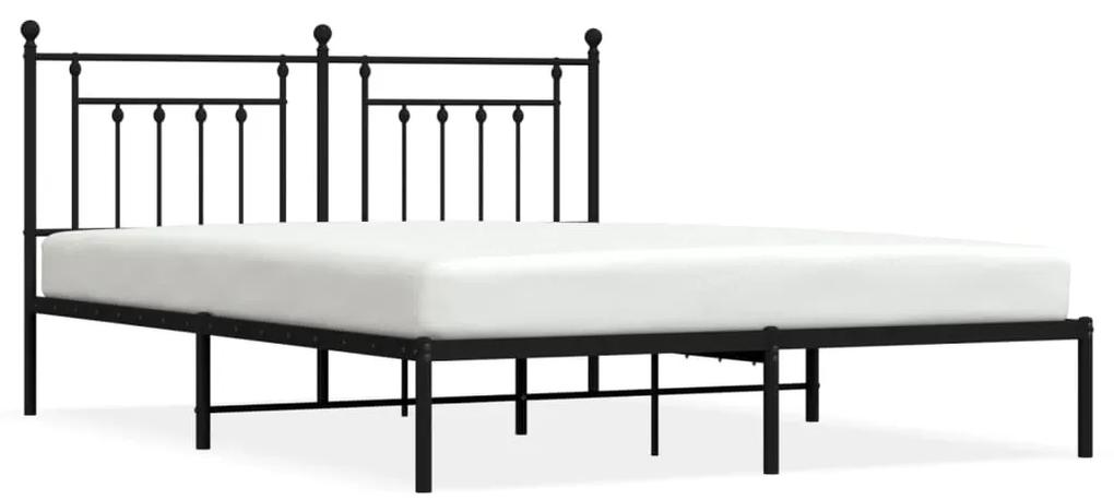 353542 vidaXL Cadru de pat metalic cu tăblie, negru, 183x213 cm