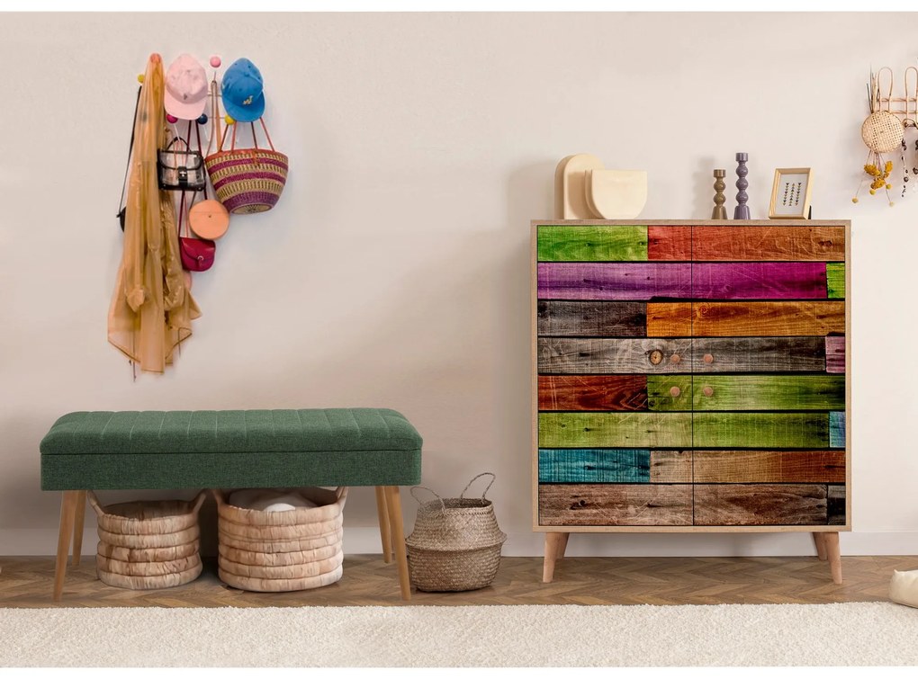 Mobilier pentru hol Maluxe 726 (Stejar sonoma + Verde). 1089065