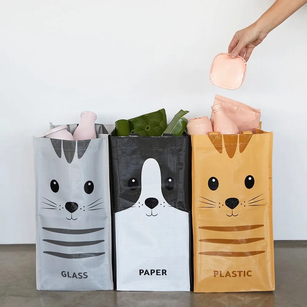 Set de pungi pentru reciclare 3 buc. 3x20 l din plastic Meow – Balvi