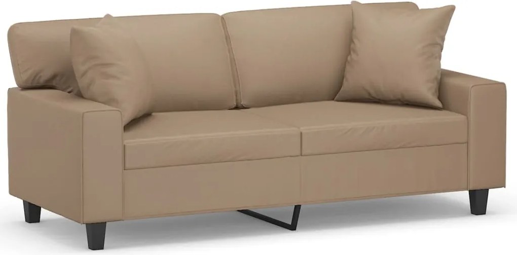 vidaXL Canapea cu 2 locuri cu pernuțe, cappuccino, 140 cm, piele eco.