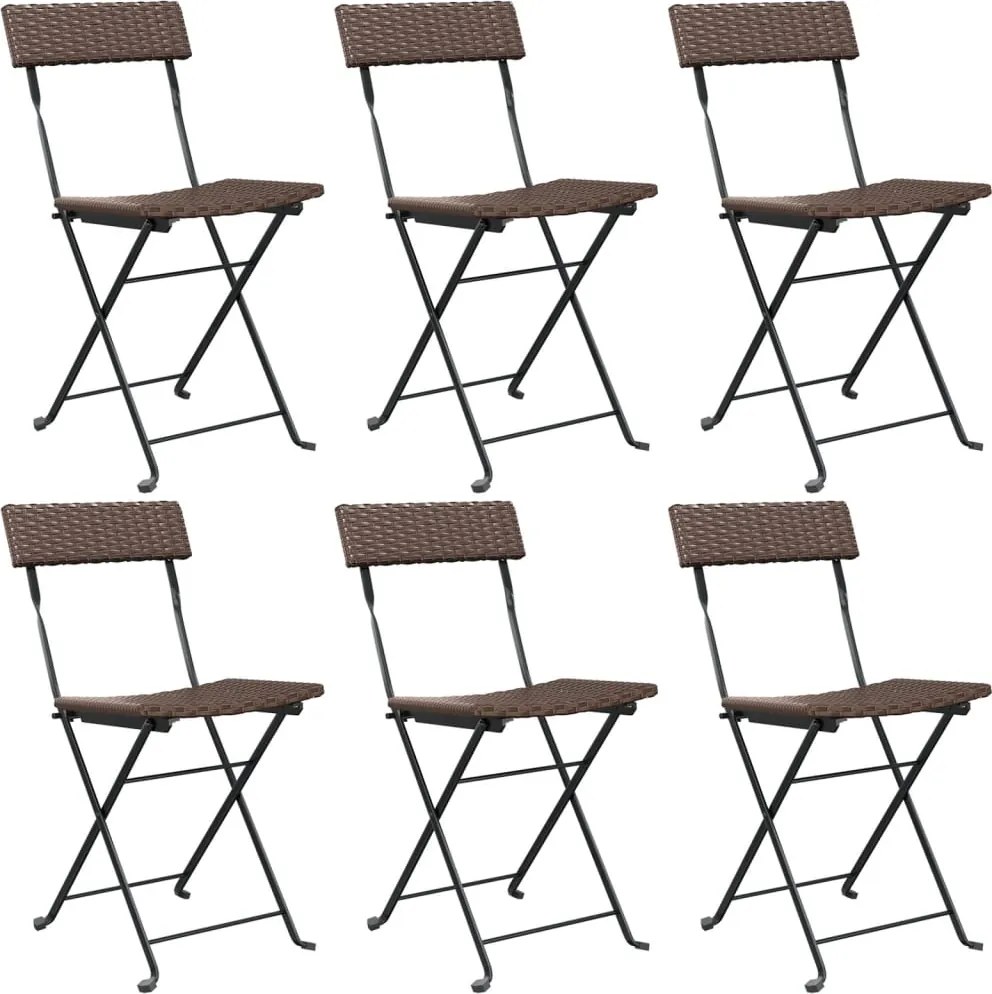vidaXL Scaune de bistro pliante, 6 buc., maro, poliratan și oțel