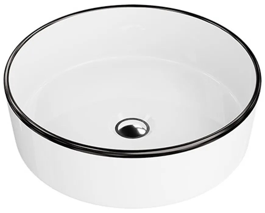 Lavoar pe blat Rune Thora rotund 37 cm alb-negru lucios