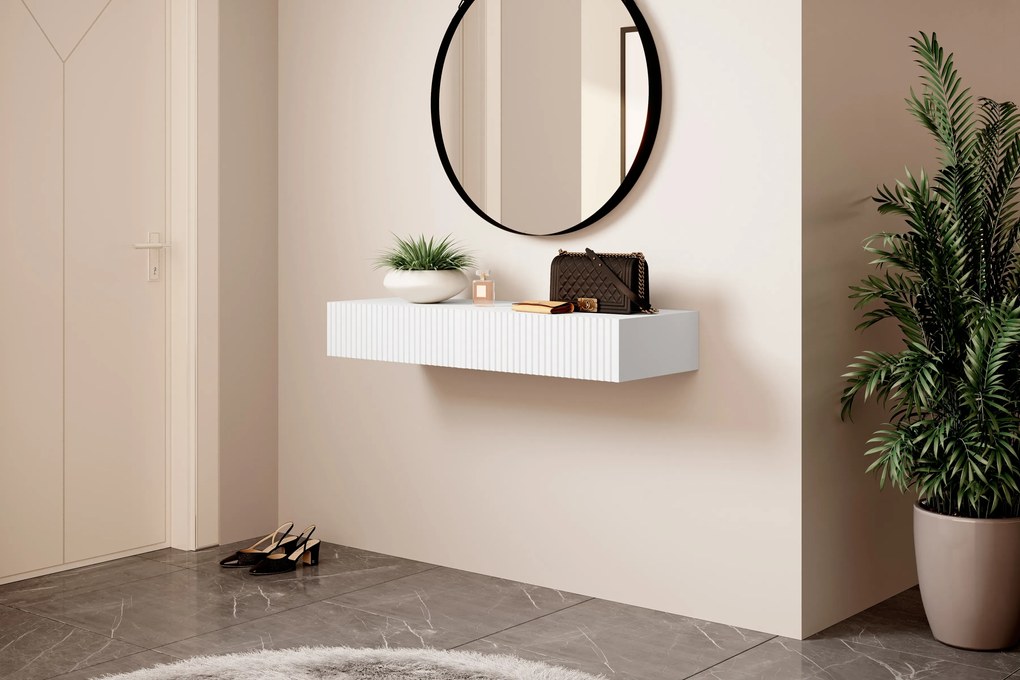 Consola suspendata/masuta de toaleta Nicole 100 cm cu sertare - alb mat