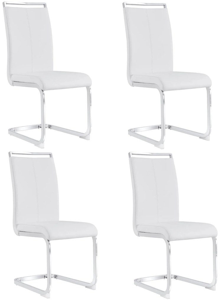 Set de 4 scaune de sufragerie cantilever, Alb | Aosom Romania