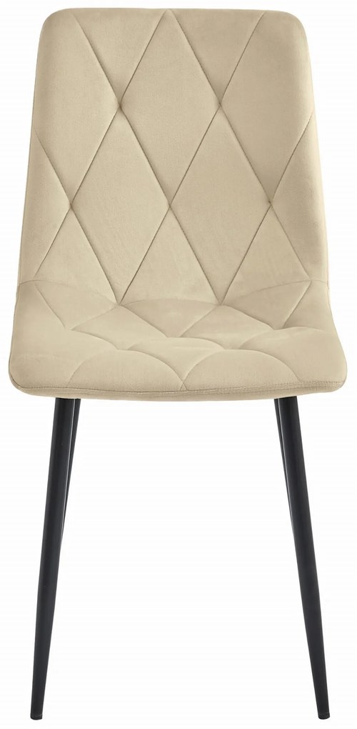 Scaun de masa din catifea bej deschis LIBRA cu picioare negre