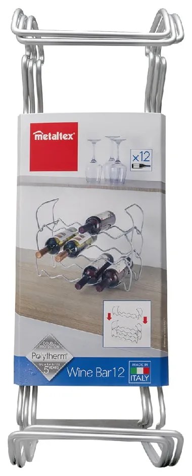 Suport cu 3 nivele pentru 12 sticle de vin Metaltex Wine, lungime 45 cm