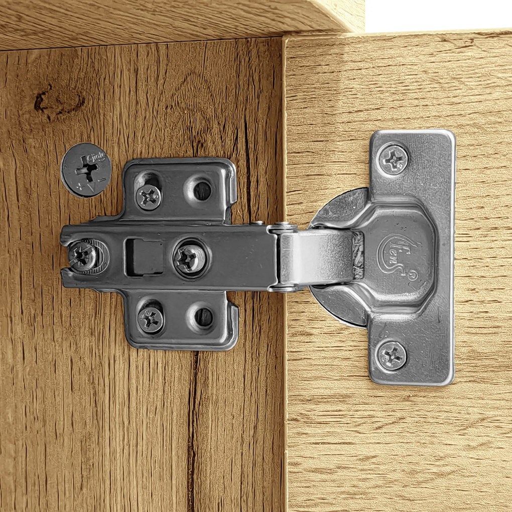 Comodă TV în culori contrastante, 200x45x45 cm, Culoare naturală+Gri