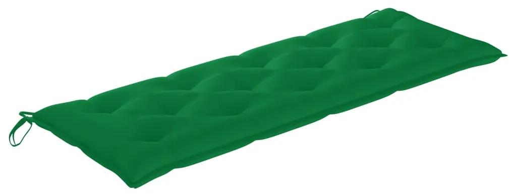 Banca de gradina, cu perna verde, 150 cm, lemn masiv de tec Verde, 150 cm, 1