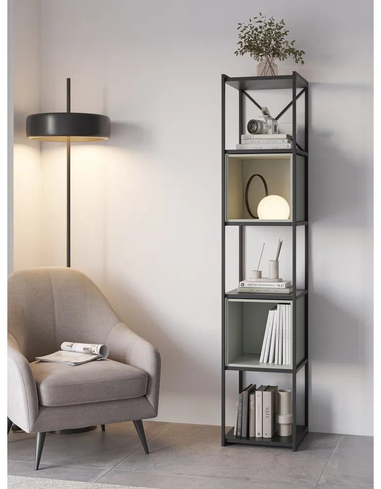 Bibliotecă verde/neagră 36x179 cm Anya – Marckeric