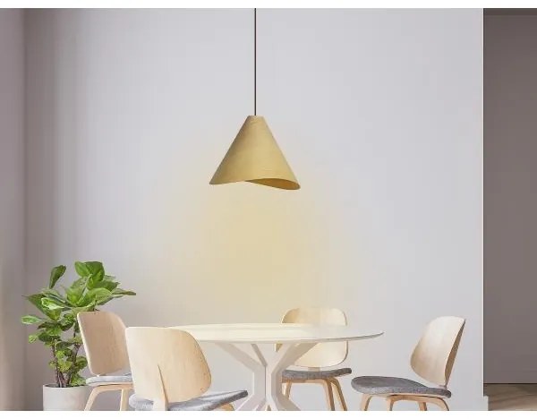 Lustră suspendată din lemn pe cablu 1xE27/60W/230V Ø 33 cm, lemn masiv – stejar/lemn de cauciuc