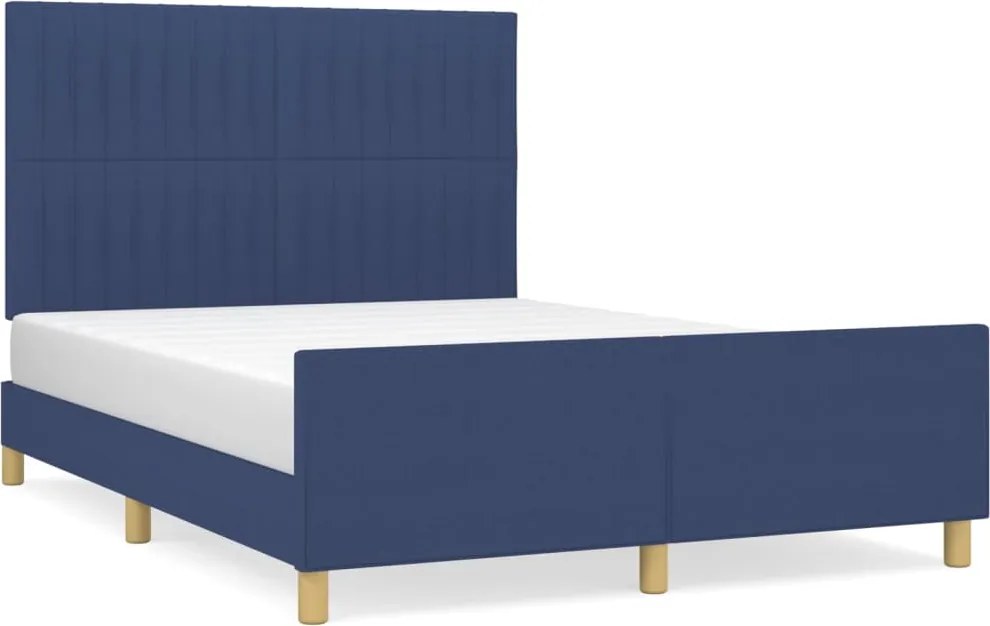 vidaXL Cadru de pat fără saltea, albastru, 140x190 cm, textil