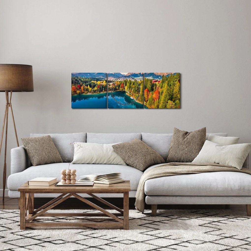 Tablou - Lacul Urisee, Austria (cu ceas) (90x30 cm)