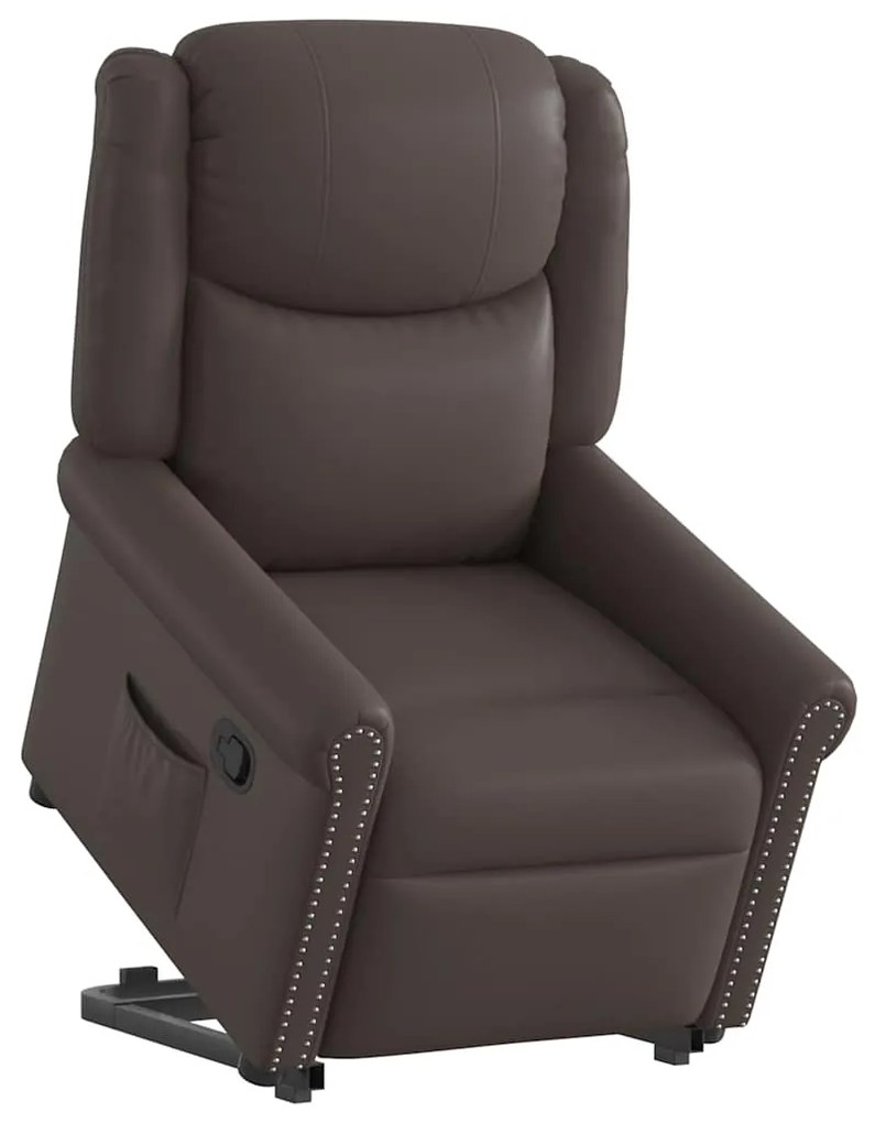 vidaXL Scaun extensibil în picioare piele artificială maro strălucitor