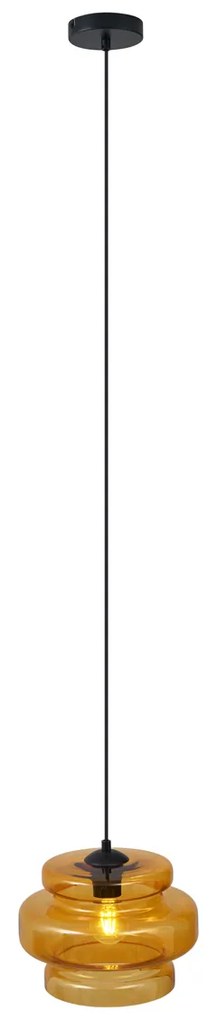 Lampă suspendată retro neagră cu sticlă portocalie - Denise