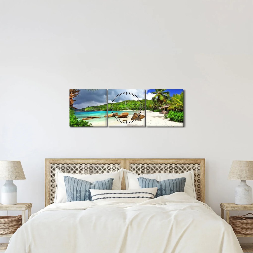 Tablou - Takamaka, Seychelles (cu ceas) (90x30 cm)