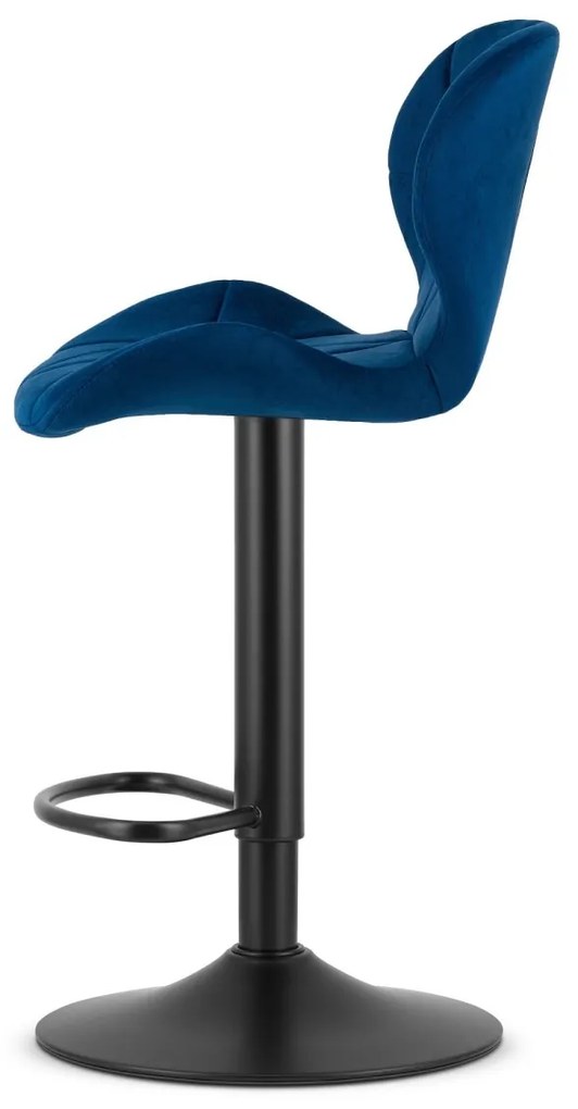 Scaun de bar cu picior negru WEST VELVET, albastru