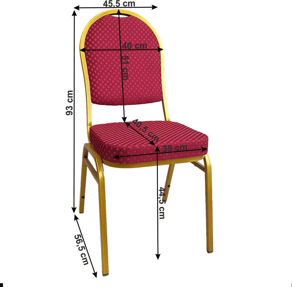 Scaun, stivuibil, ţesătură roşie /vopsea aurie, JEFF 3 NEW