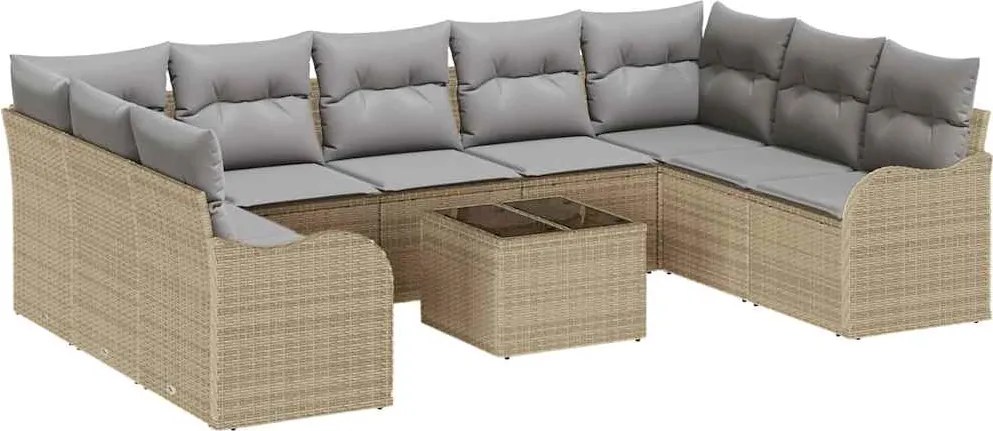 vidaXL Set de canapele pentru grădină 10 pcs bej și gri deschis