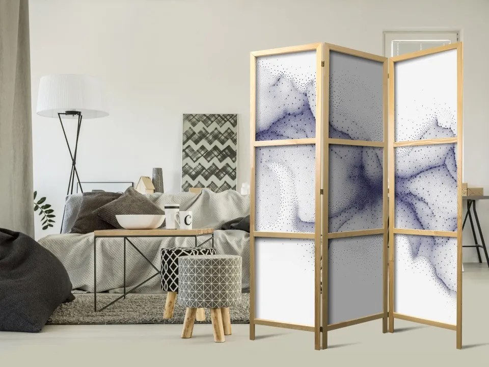 Paravan japonez - Cosmic dots - a subtle abstraction of dark blue dots on a white background