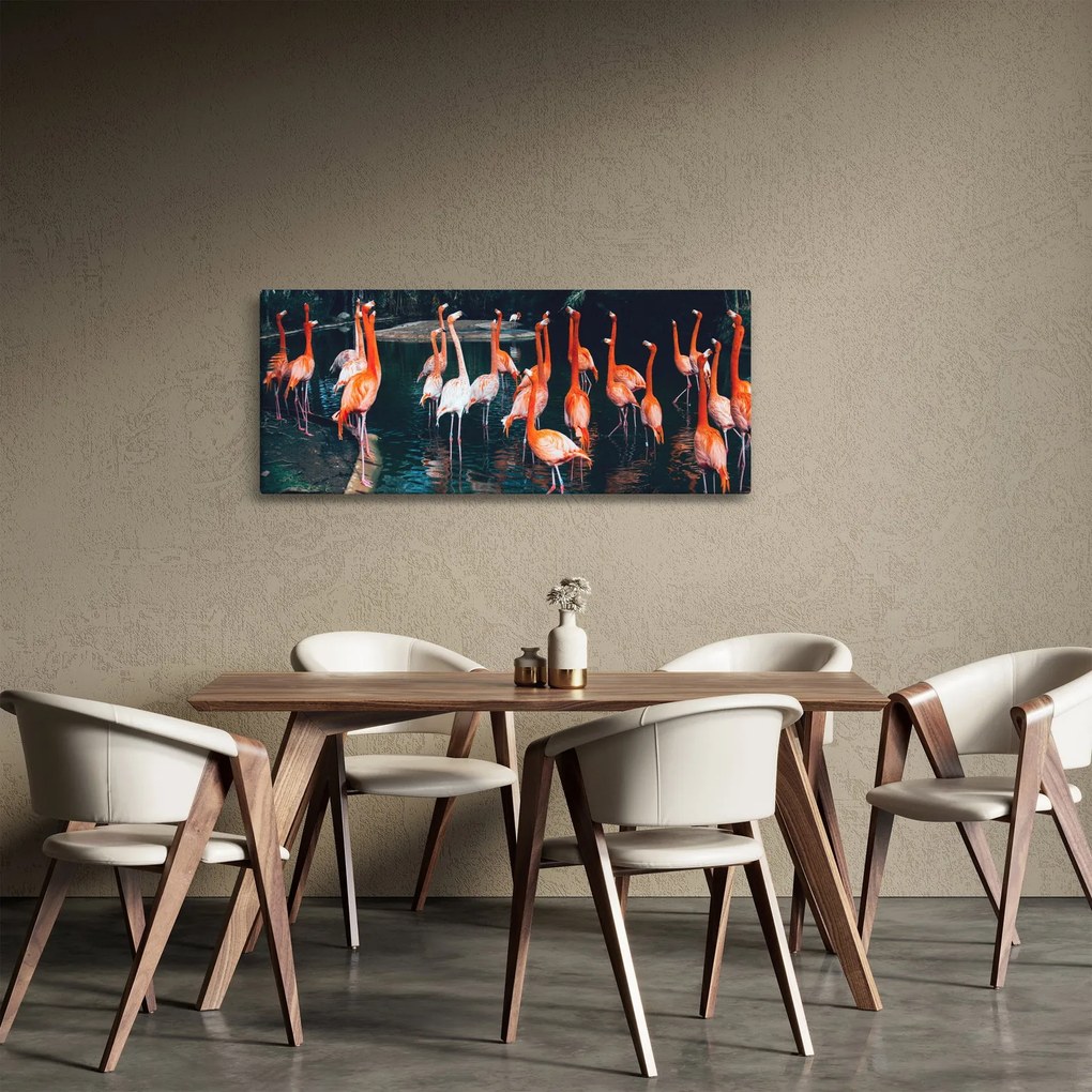 Tablou - turmă de flamingo (120x50 cm)