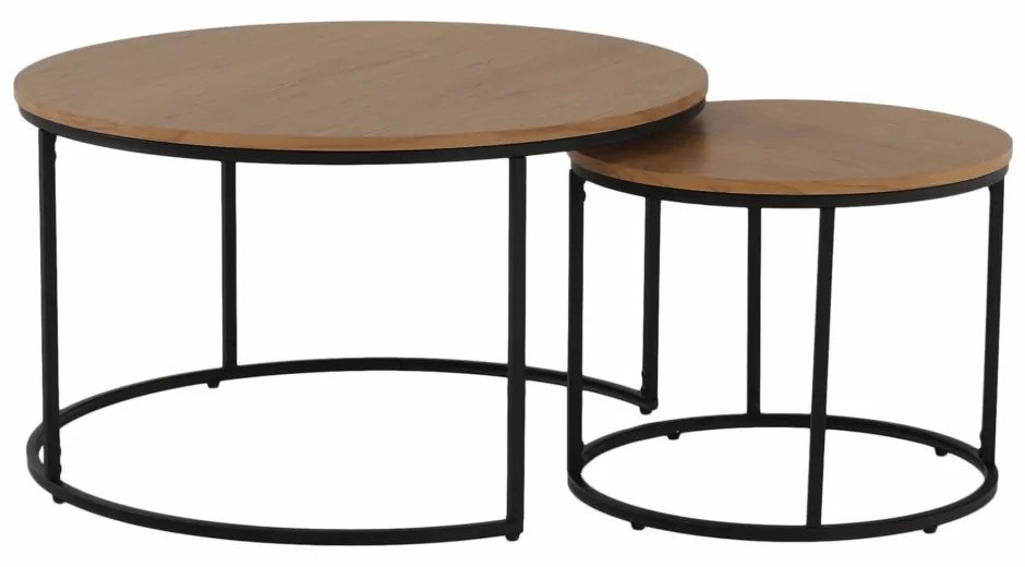 Set 2 măsuțe de cafea Ilak (stejar + negru). 1016582