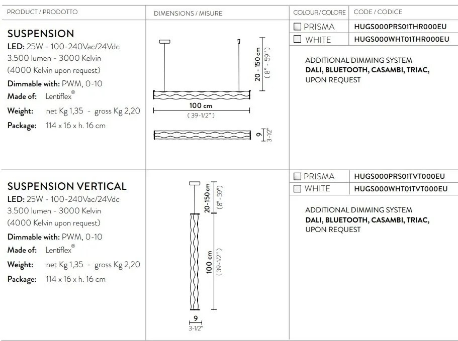 Lustra LED design tehnico-decorativ realizat manual Hugo orizontal prisma