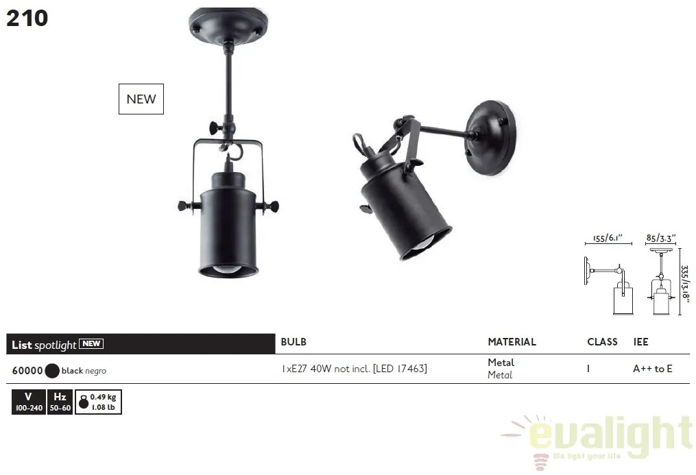 Aplica de perete design Industrial Style LIST 60000