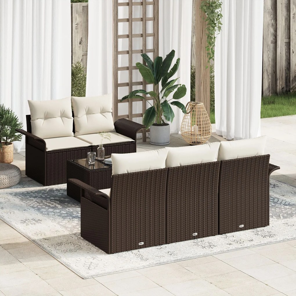 vidaXL Set de canapele pentru grădină 6 pcs Maro Rattan poli