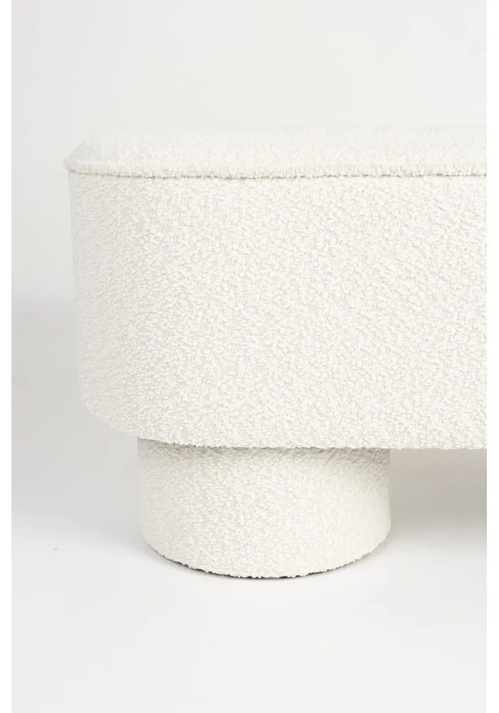 Bancă albă cu tapițerie din țesătură bouclé Marcos – White Label