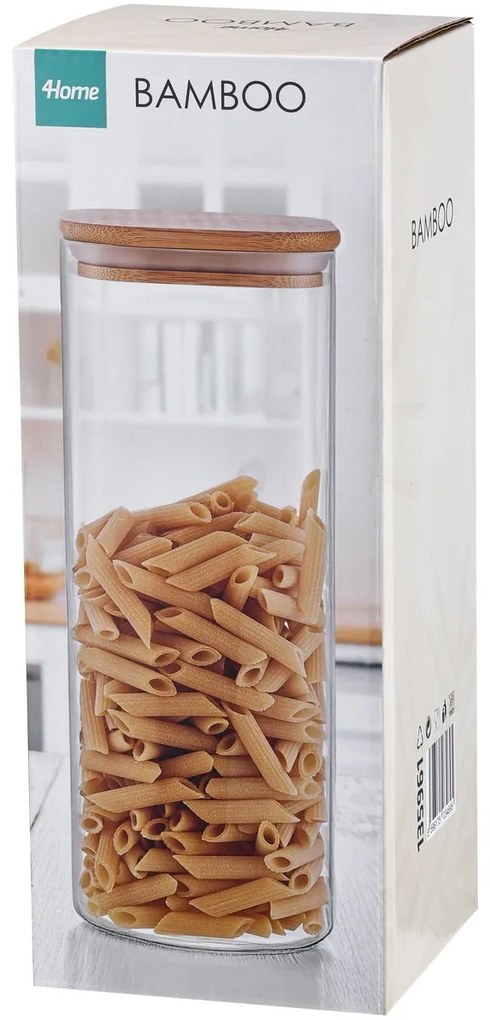 4Home Borcan de sticlă pentru alimente cu capac Bamboo, 2000 ml
