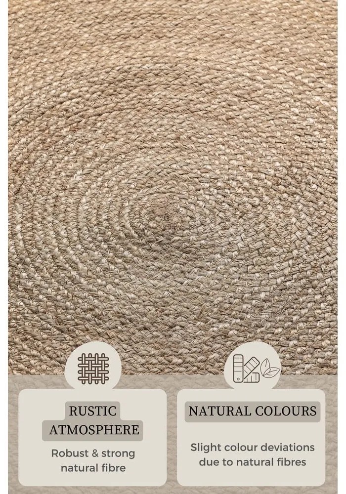 Covor grej reversibil rotund din iută ø 200 cm Braided – Hanse Home