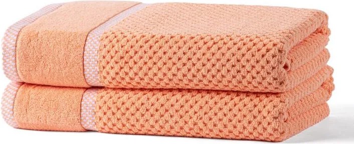 decoDoma Set de 2 prosoape de baie din frotir MODENA caisă 70 x 140 cm
