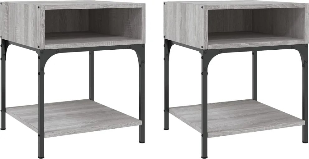 vidaXL Noptiere, 2 buc., gri sonoma, 40x41x50 cm, lemn compozit