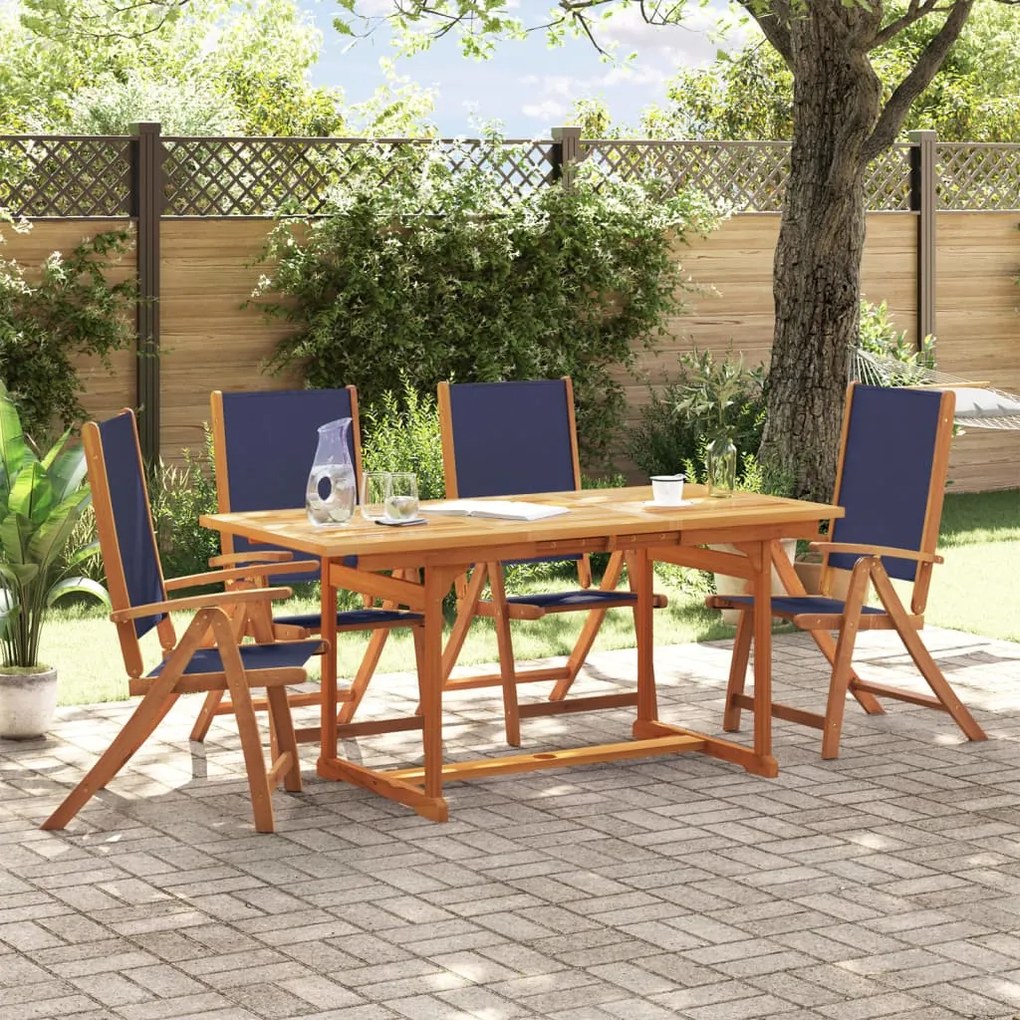 3279310 vidaXL Set mobilier de grădină, 5 piese, lemn masiv acacia/textilenă