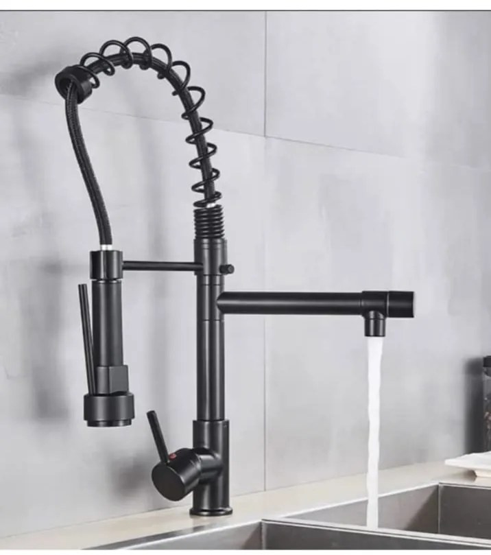 Baterie de Bucătărie cu Duș Extensibil, Negru, Model YD/202 – Design Modern și Funcțional pentru O Utilizare Confortabilă