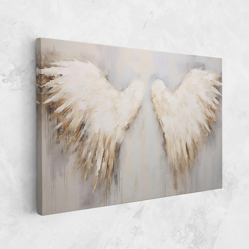 Tablou Canvas, 20x30cm, Dormitor si Living, Moderne, Textura de pictura, Cream White Wings