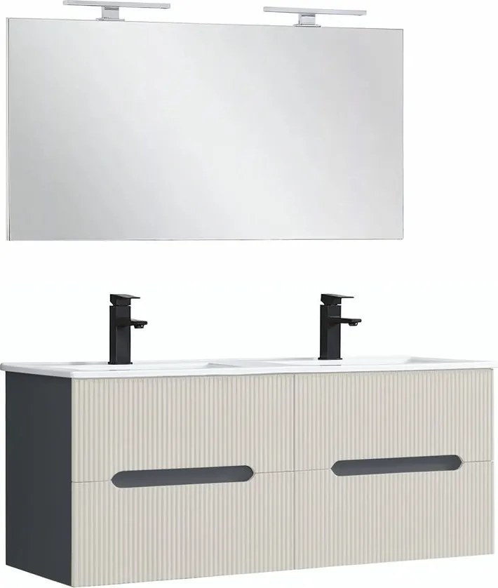 Trent Mobilier de baie 120 cm lavoar ceramic cu oglindă 60x120 cm antracit gri-alb