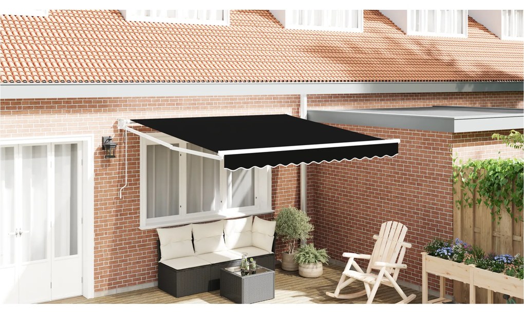 Marchiza retractabilă automată vidaXL Negru 350x250 cm