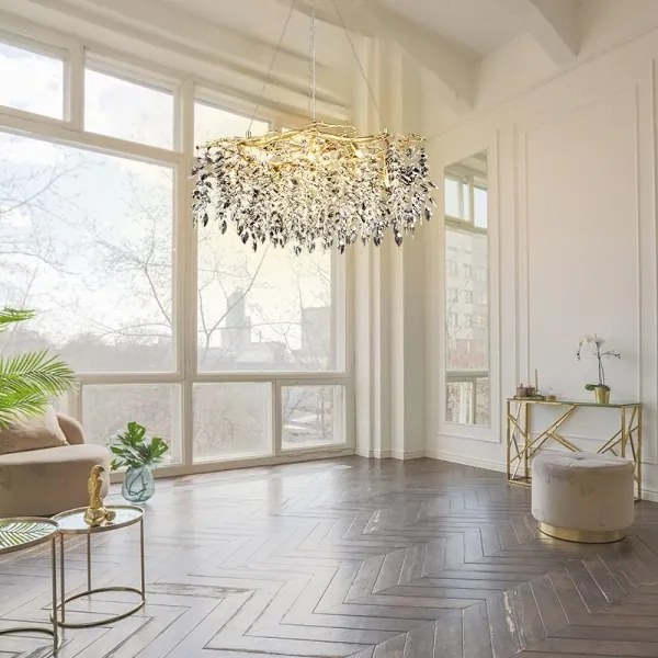 Lustră de cristal pe cablu 12xG9/40W/230V auriu