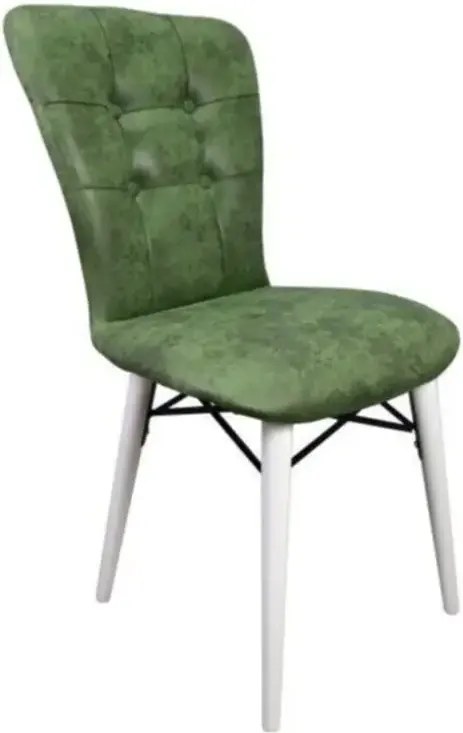 Set masa extensibila cu 6 scaune tapitate Homs cristal  nuc-verde 170 x 80 cm