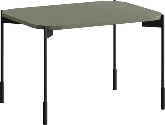 Măsuță de cafea Sonatia 60 cm cu picioare metalice dreptunghiulară - verde măsliniu