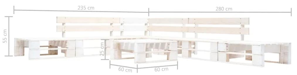 Set mobilier de gradina din paleti, 6 piese, alb, lemn Alb, 6