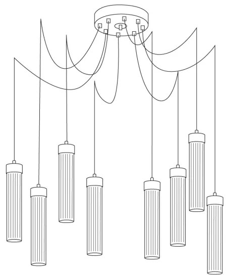 Lustră pe cablu Kolarz 6009.30850 RAGGIO 8xE14/25W/230V argintie