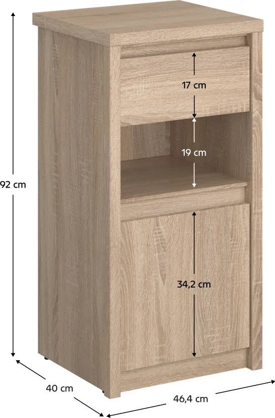 Comodă 1D1S, stejar sonoma, NORTY TYP 24