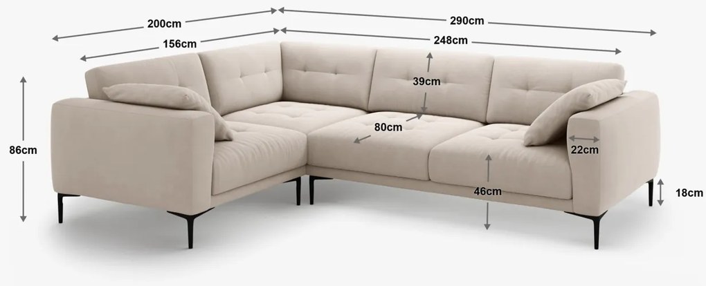 Coltar Bemy 4 locuri stofa Sorella L290 cm