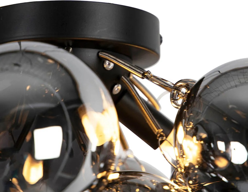 Plafoniera inteligentă neagră cu sticlă fumuriu, inclusiv 4 G9 WiFi - Uvas